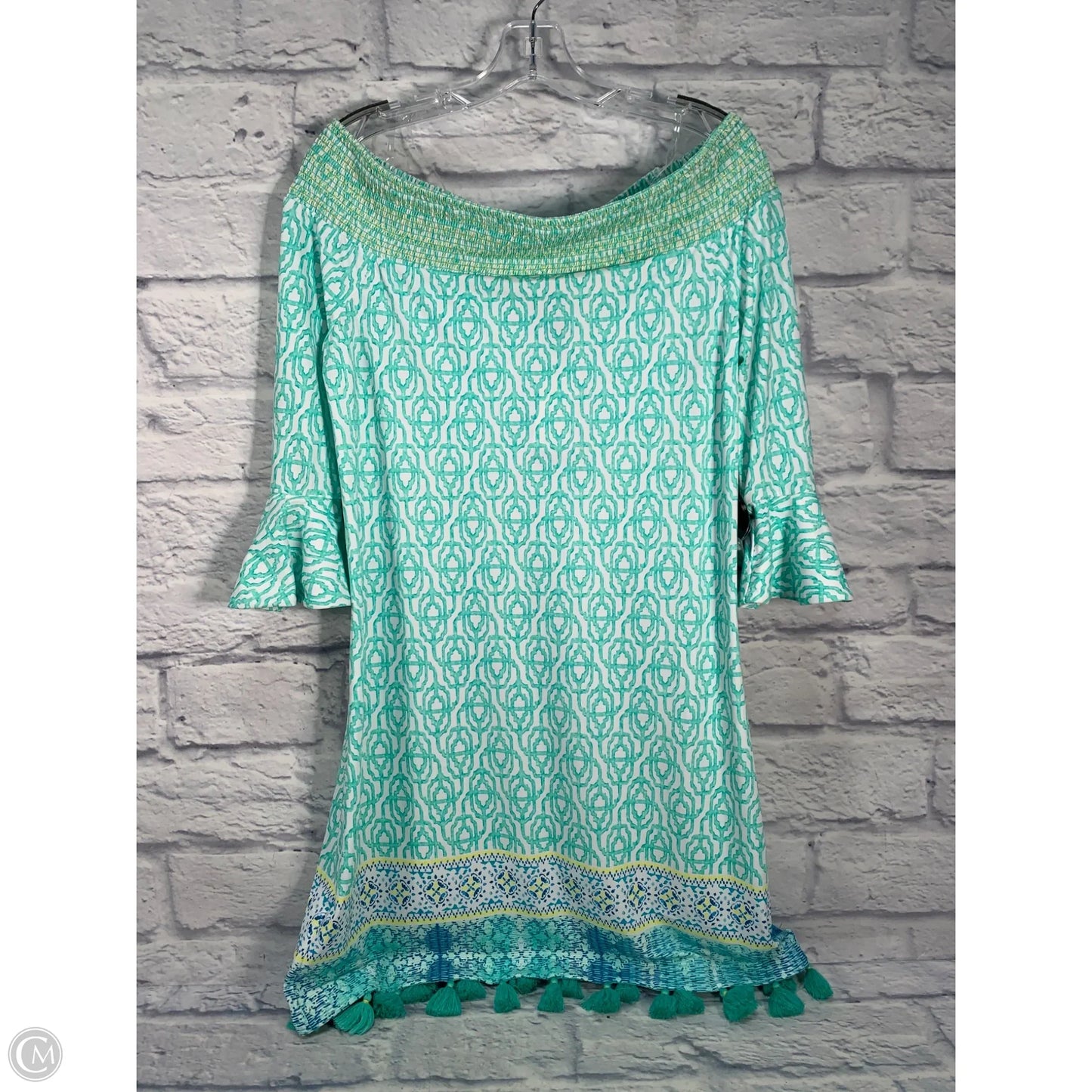 Dress Casual Short By Cabana Life In Green & White, Size: M