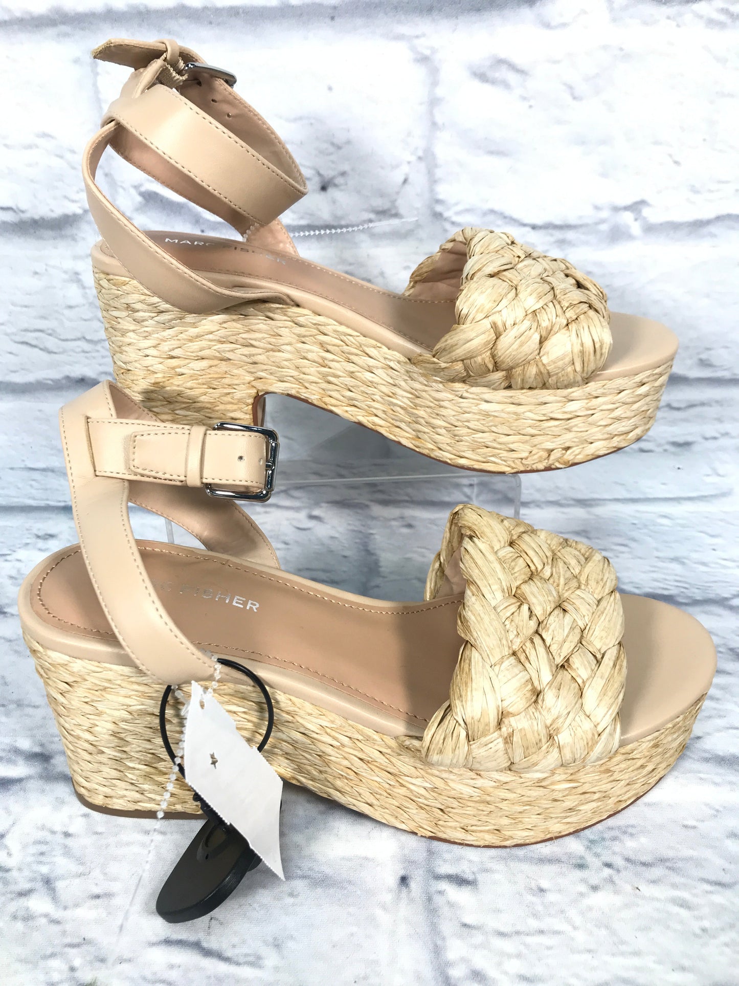 Cream Sandals Heels Platform Marc Fisher, Size 8