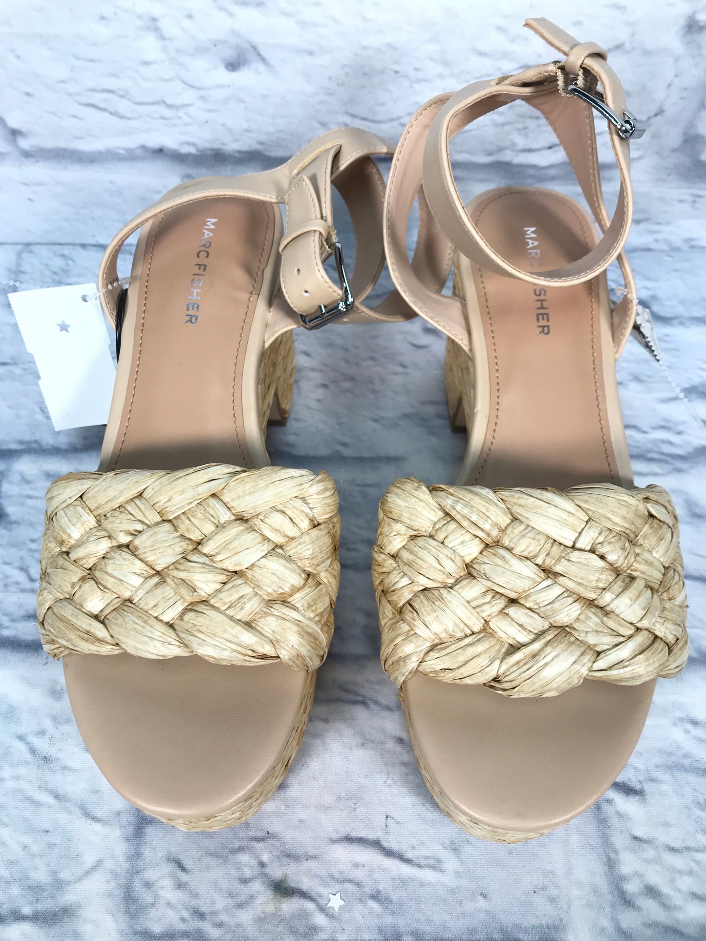 Cream Sandals Heels Platform Marc Fisher, Size 8