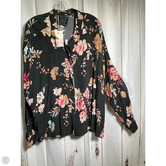 Blouse Long Sleeve By Johnny Was In Floral Print, Size: Xl