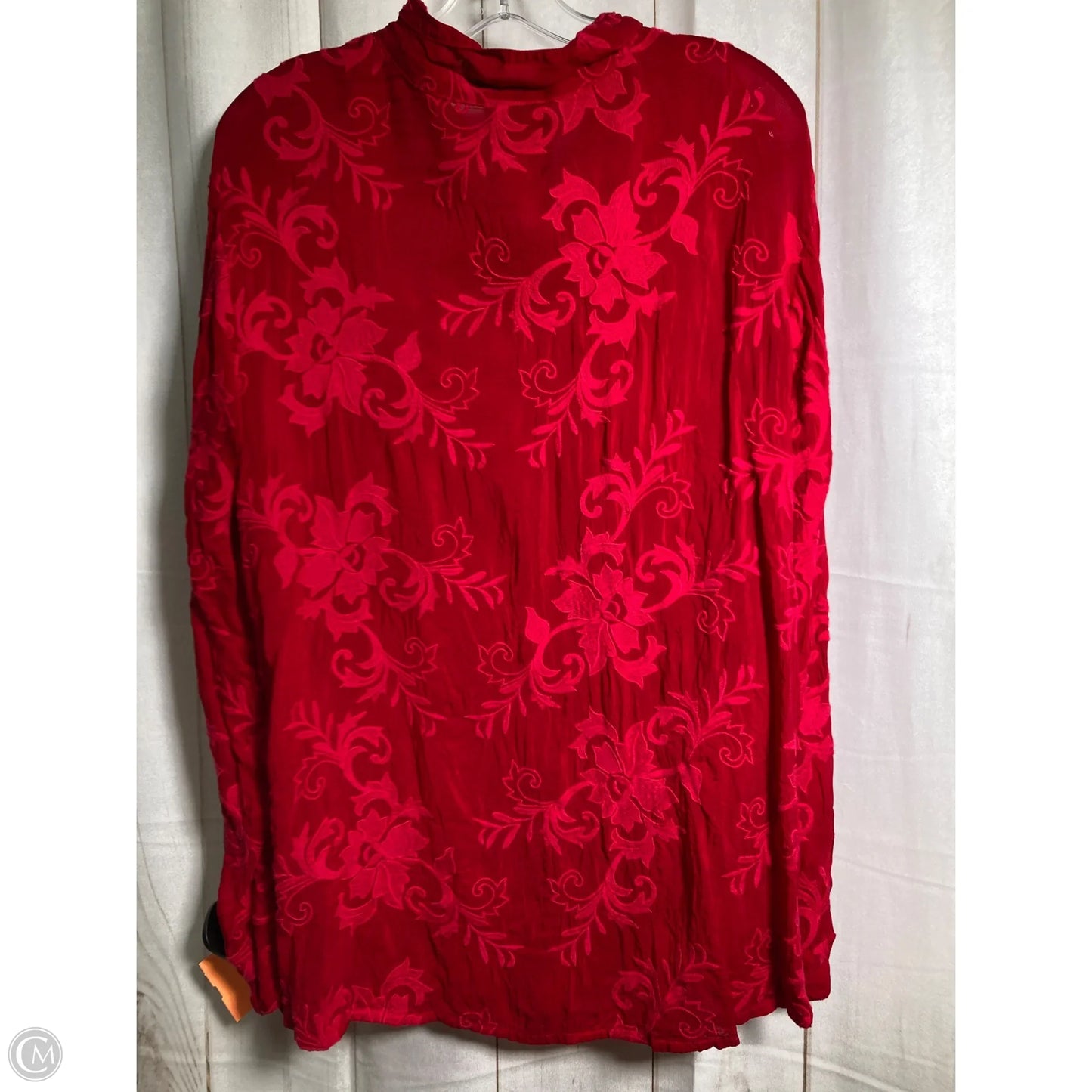 Blouse Long Sleeve By Johnny Was In Red, Size: Xxl