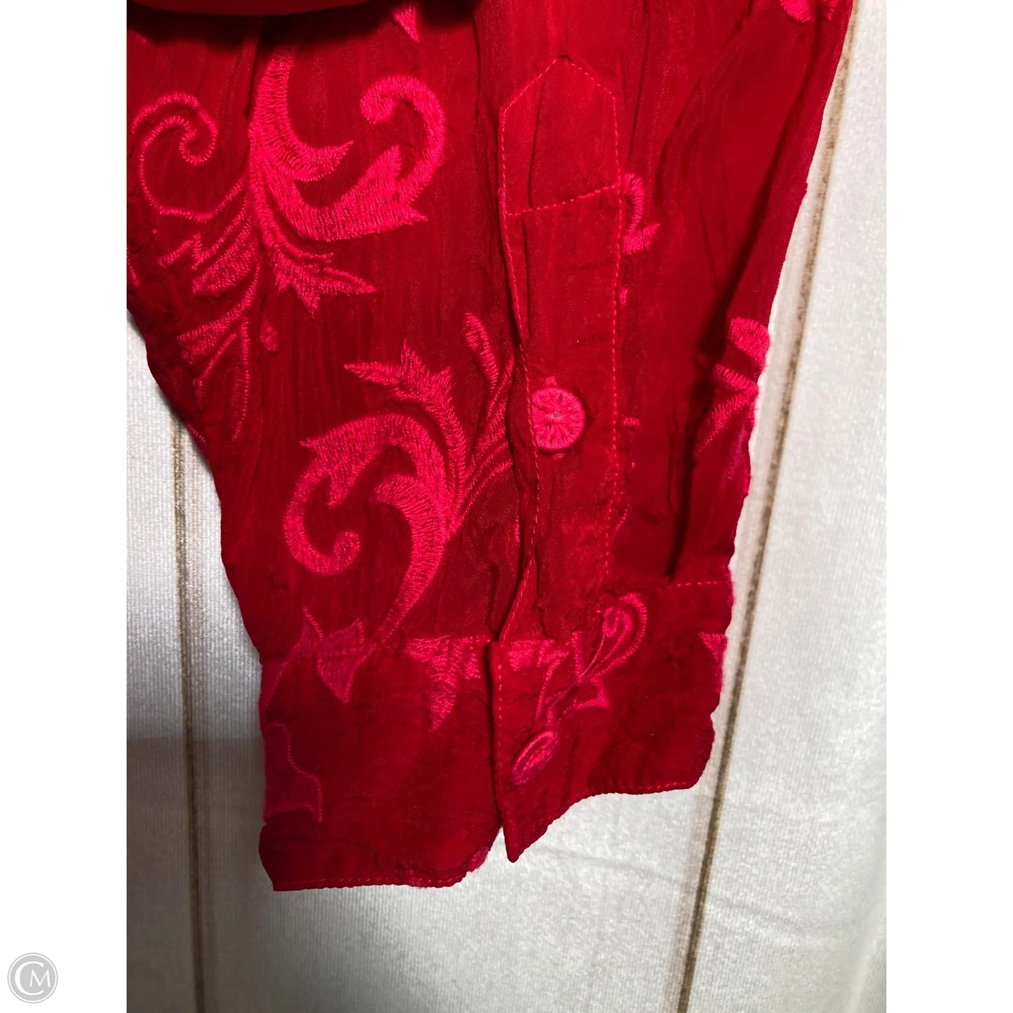 Blouse Long Sleeve By Johnny Was In Red, Size: Xxl