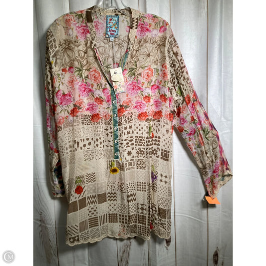 Tunic Long Sleeve By Johnny Was In Floral Print, Size: L