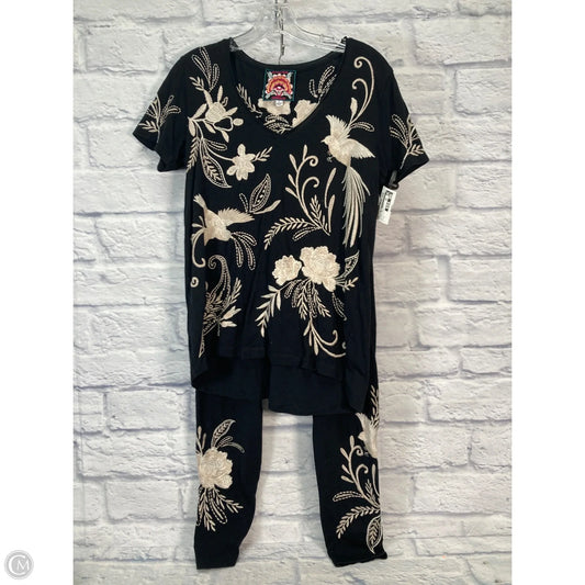 Lounge Set Pants By Johnny Was In Black & Cream, Size: S