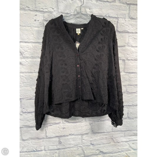Top Long Sleeve By Anthropologie In Black, Size: S