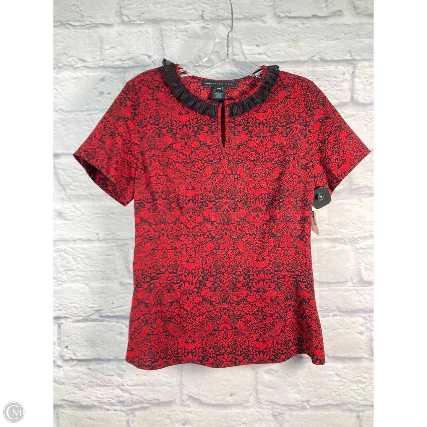 Blouse Designer By Marc By Marc Jacobs In Black & Red, Size: S