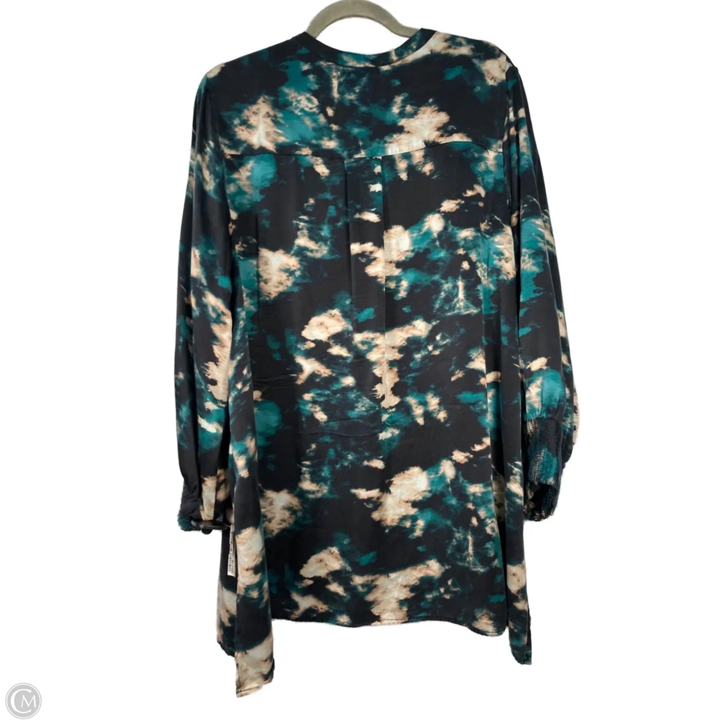 Tunic Long Sleeve By Johnny Was In Black & Green, 100% Silk Size: Xl