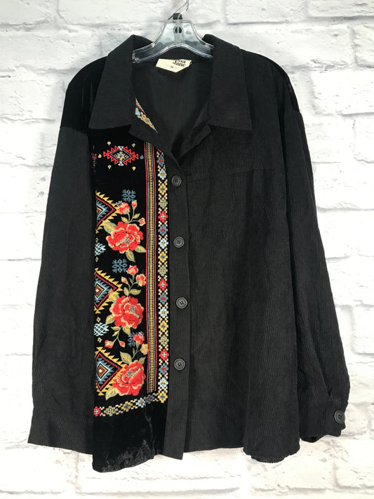 Jacket Shirt By Savanna Jane In Black & Red, Size: 3x