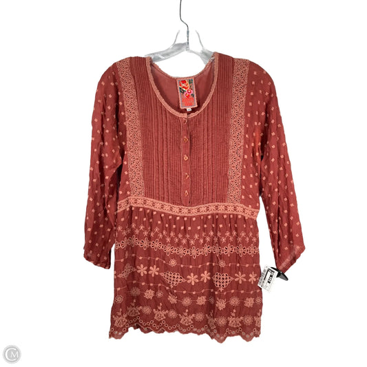 Tunic 3/4 Sleeve By Johnny Was In Red, Size: Xs