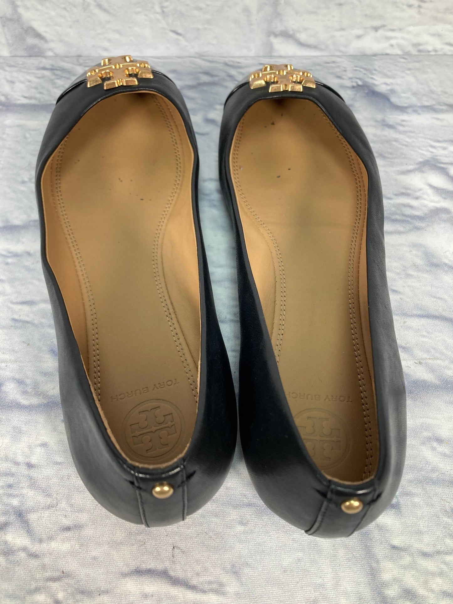 Black & Gold Shoes Flats Tory Burch, Size 7.5