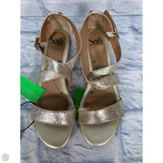 Sandals Heels Wedge By Sofft In Gold, Size: 7
