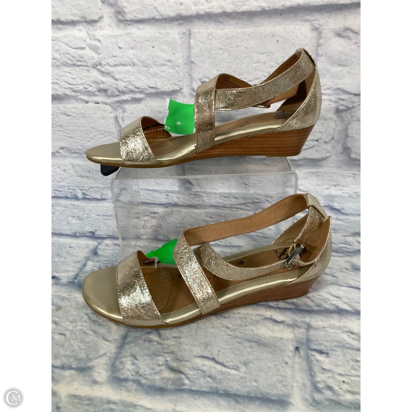 Sandals Heels Wedge By Sofft In Gold, Size: 7