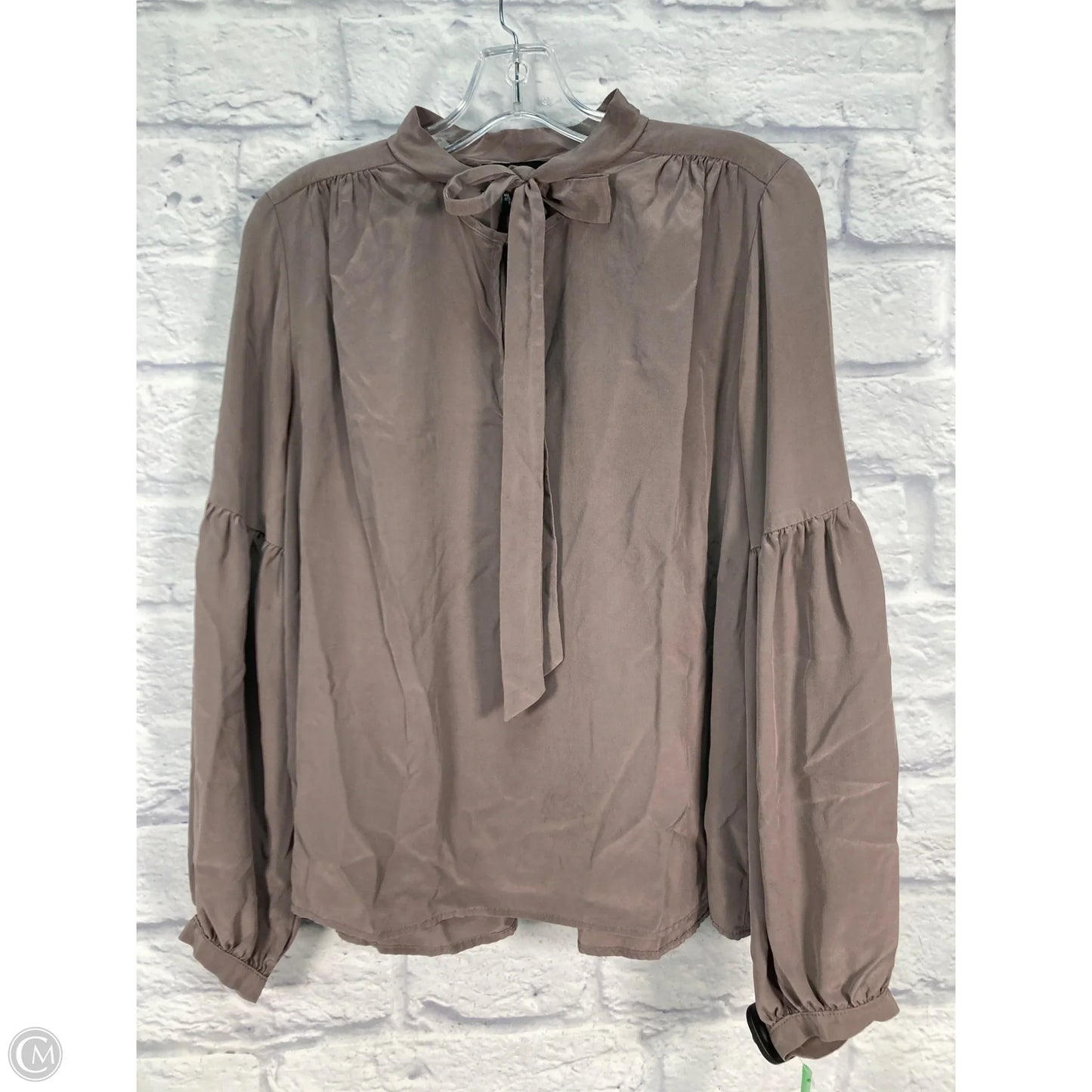 Blouse Long Sleeve By Fifteen Twenty In Grey, Size: M