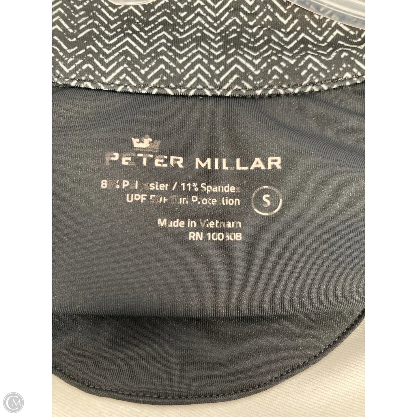 Athletic Top Long Sleeve Collar By Peter Millar In Black, Size: S
