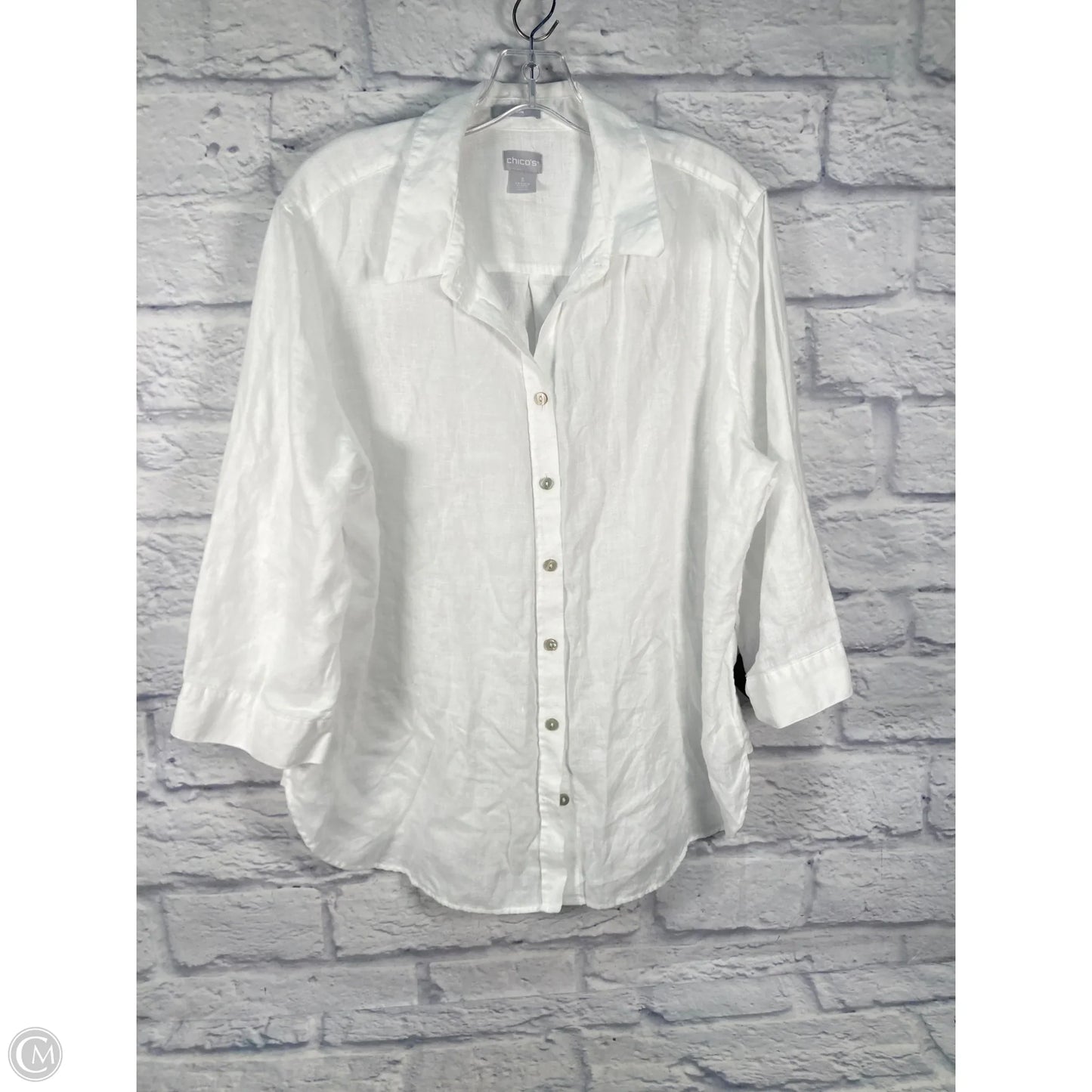 Top Short Sleeve By Chicos In White, Size: Xl