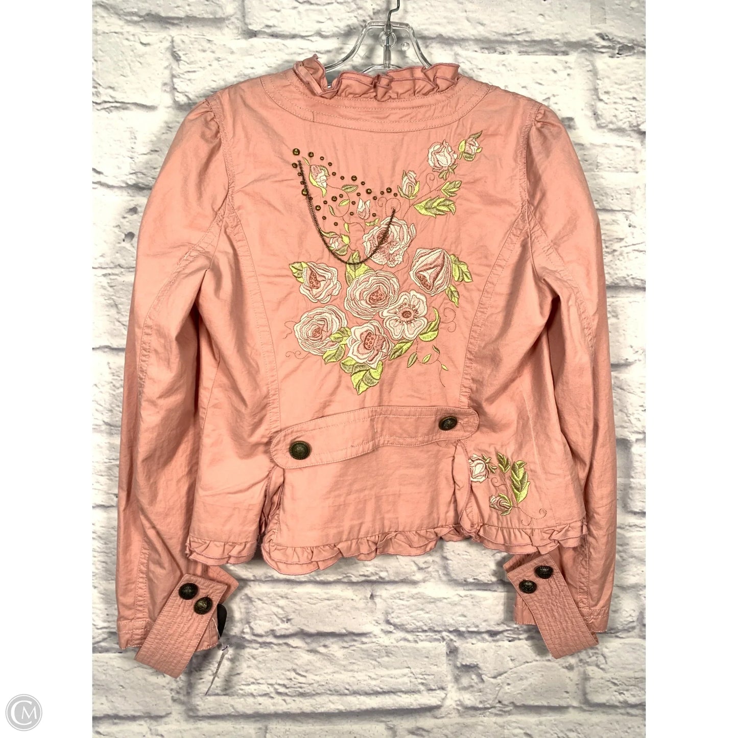 Jacket Denim By Johnny Was In Pink, Size: S