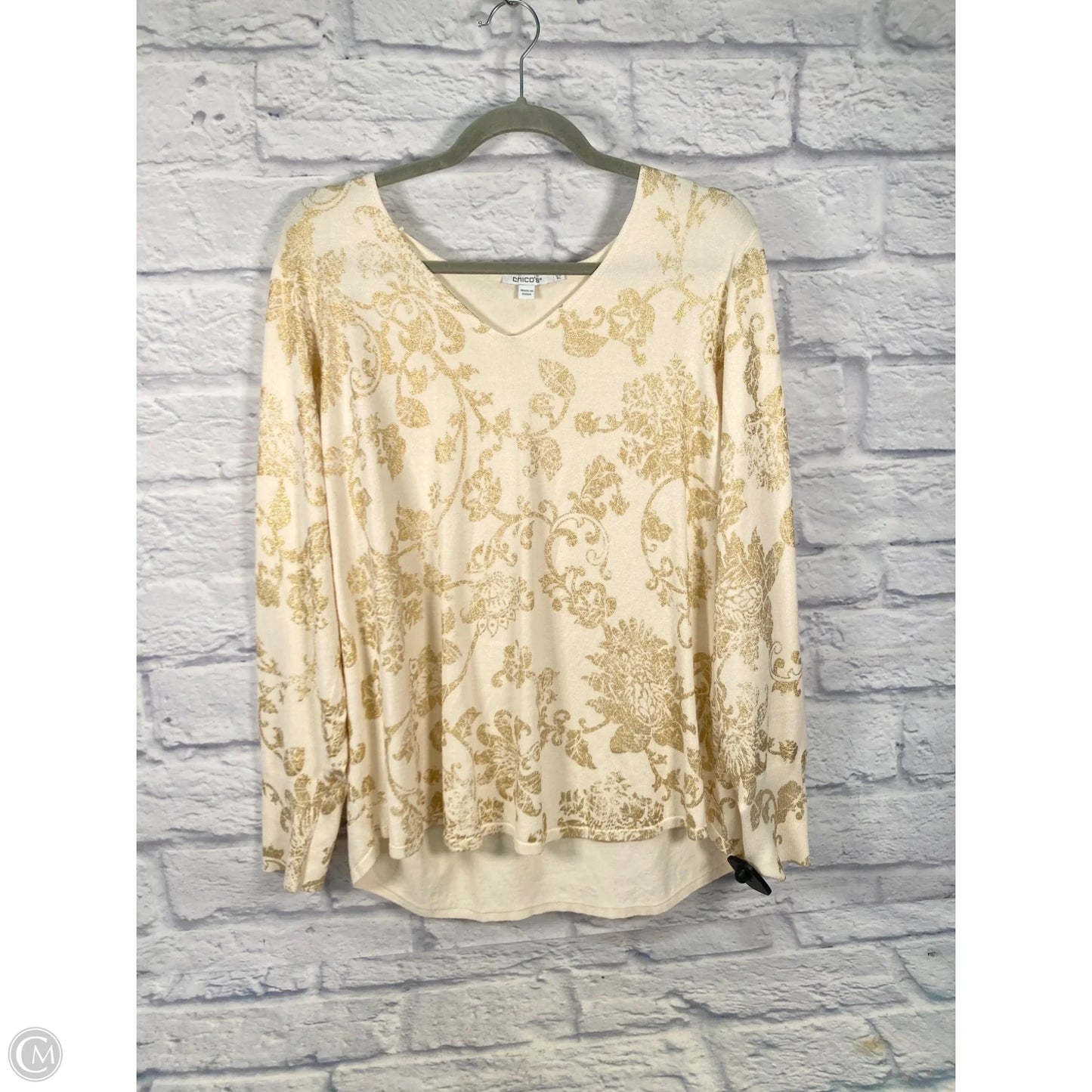Sweater By Chicos In Gold, Size: Xl