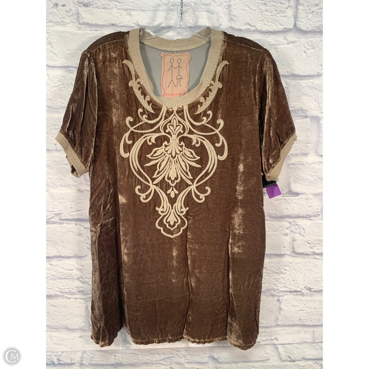 Top Short Sleeve By Johnny Was In Brown, Size: S