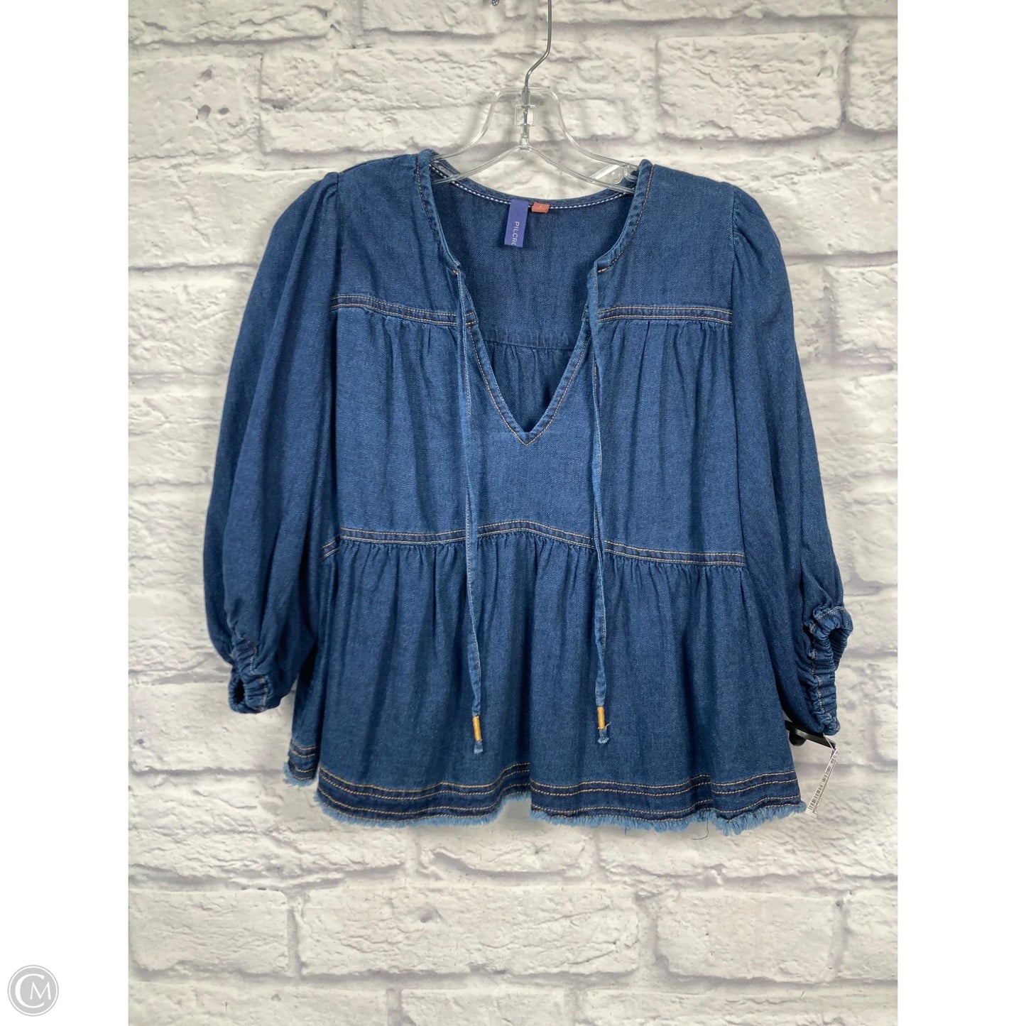 Top 3/4 Sleeve By Pilcro In Blue Denim, Size: S
