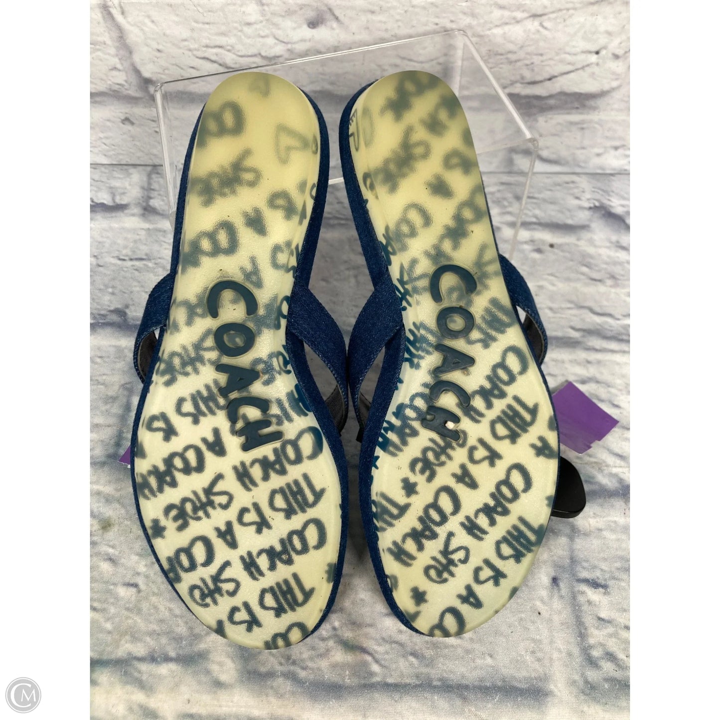 Sandals Designer By Coach In Blue Denim, Size: 8.5