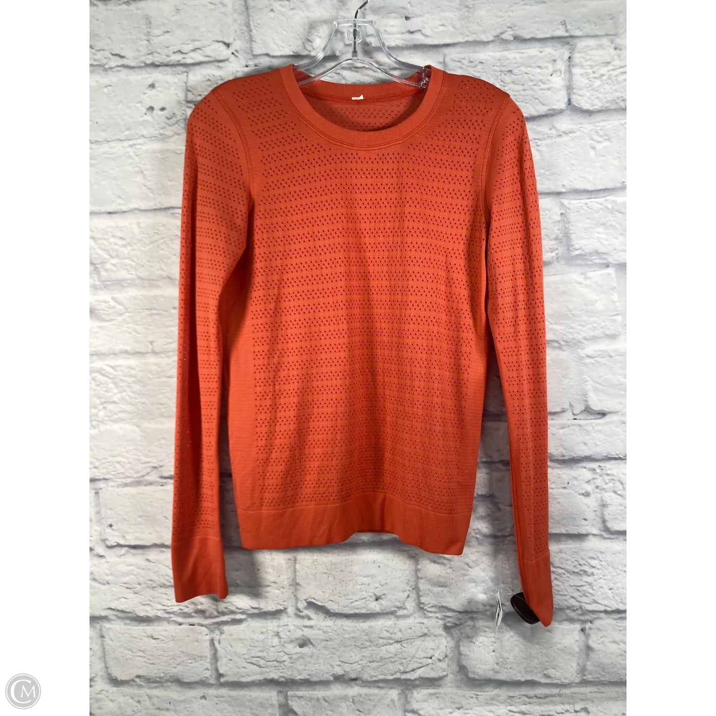 Athletic Top Long Sleeve Crewneck By Lululemon In Orange, Size: Xs