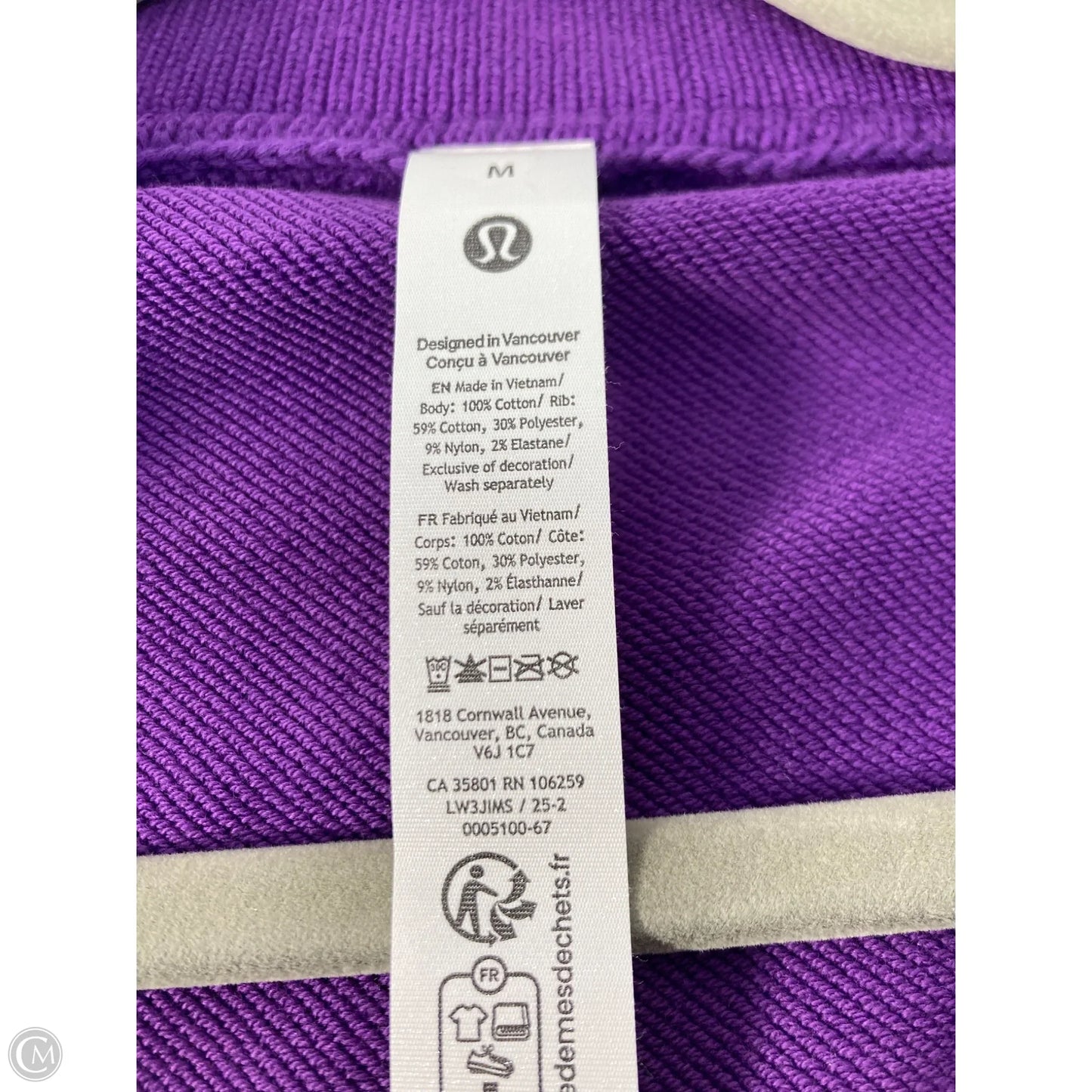 Sweatshirt Collar By Lululemon In Purple, Size: M