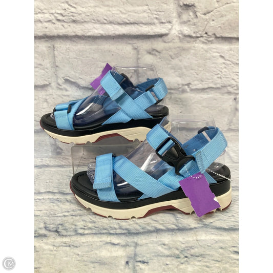 Sandals Flats By Clothes Mentor In Blue & Cream, Size: 7.5