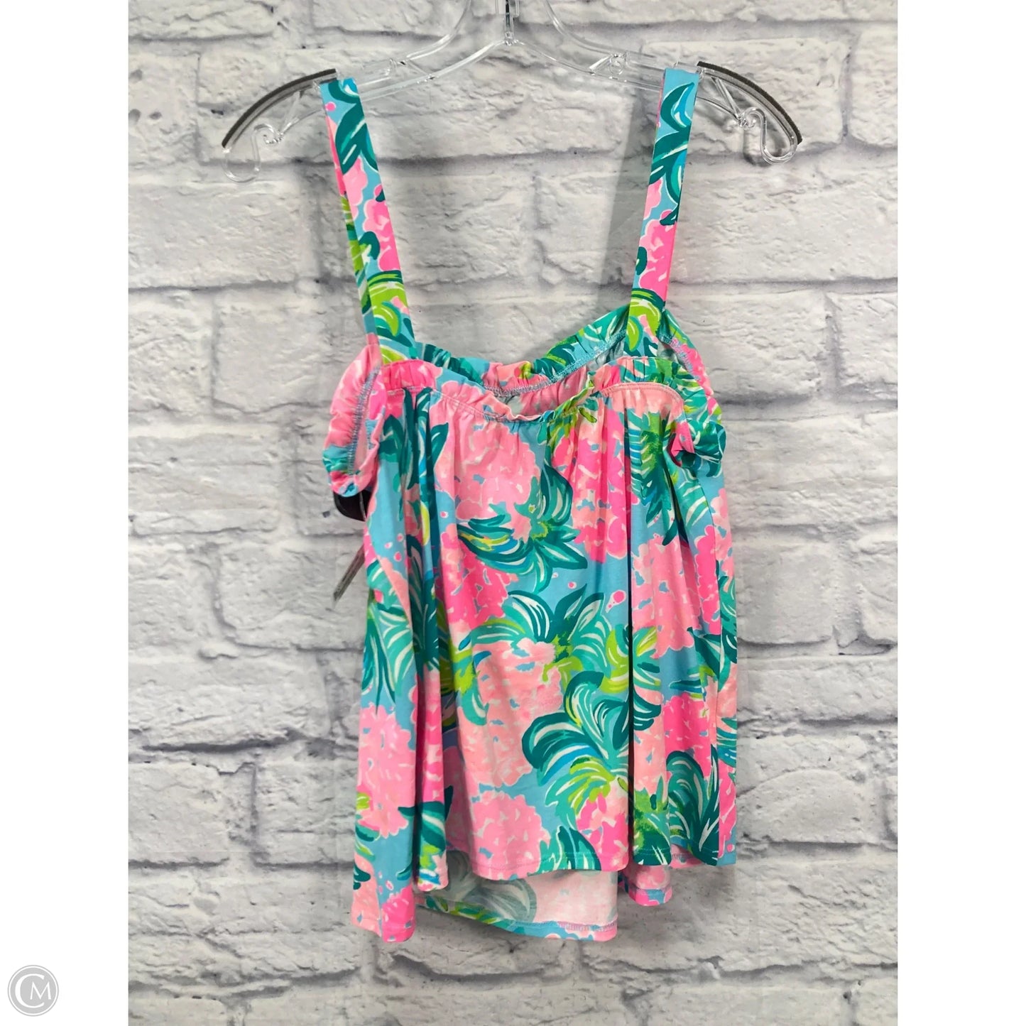 Top Sleeveless Designer By Lilly Pulitzer In Green & Pink, Size: M