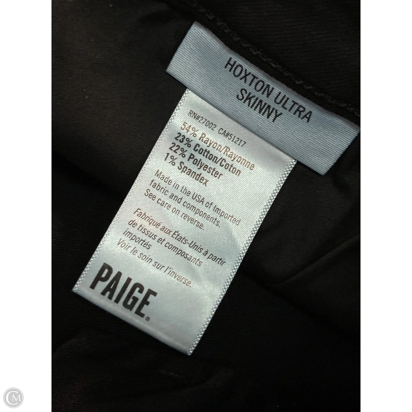 Jeans Skinny By Paige In Black Denim, Size: 14