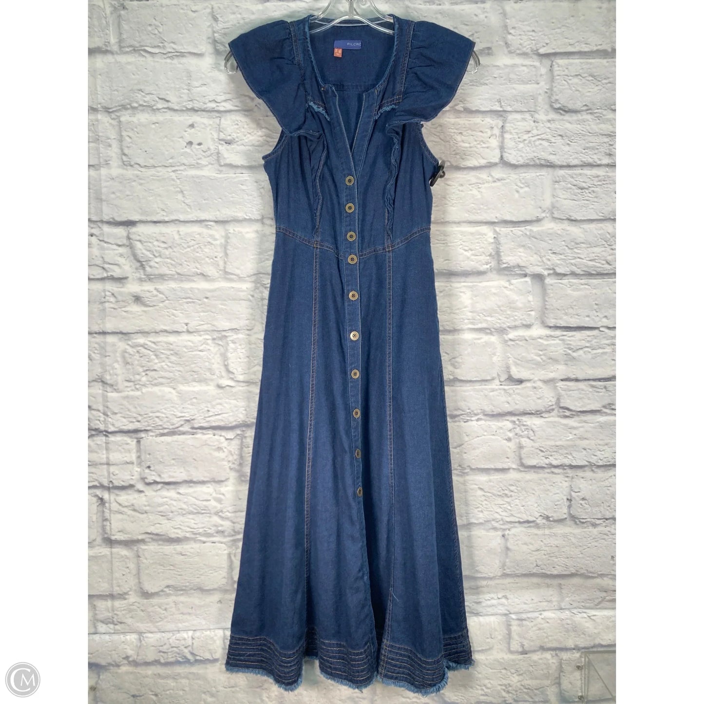 Dress Casual Midi By Pilcro In Blue Denim, Size: Xxsp
