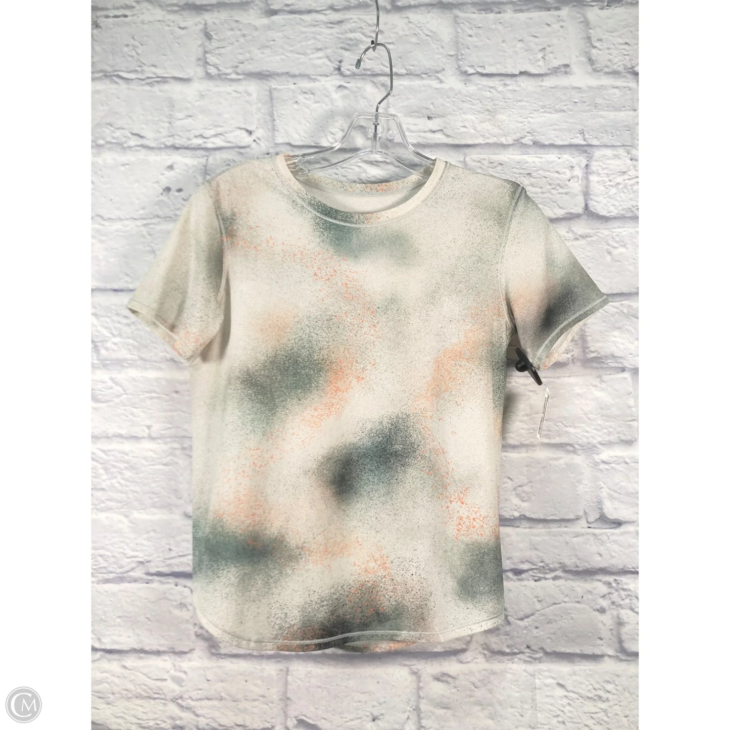 Athletic Top Short Sleeve By Lululemon In Green & White, Size: S