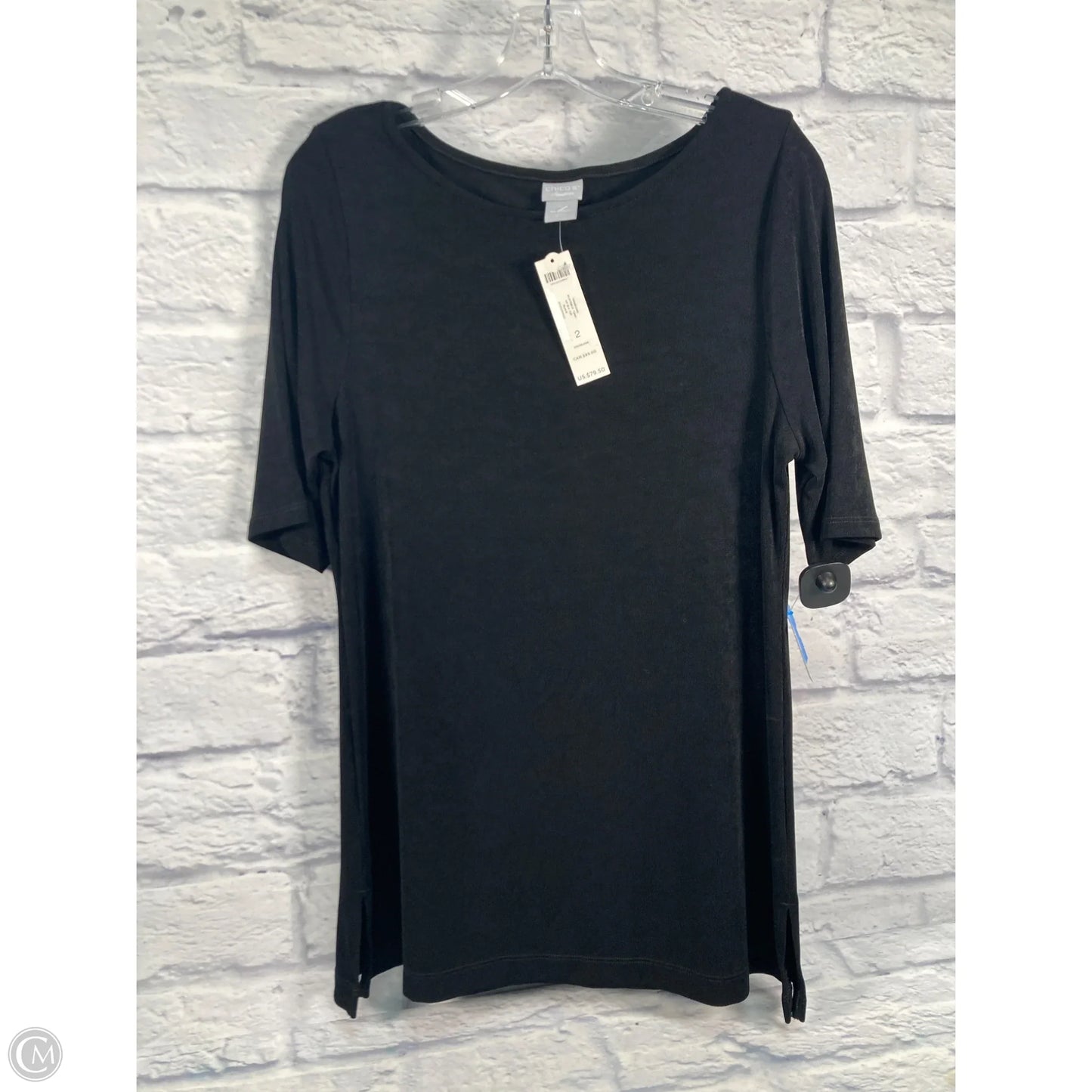 Top Short Sleeve Basic By Chicos In Black, Size: L