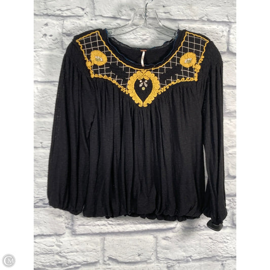 Top Long Sleeve By Free People In Black & Yellow, Size: Xs