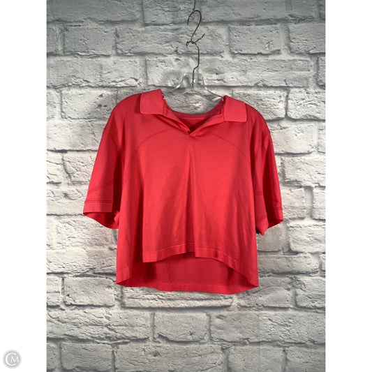 Athletic Top Short Sleeve By Lululemon In Pink, Size: L