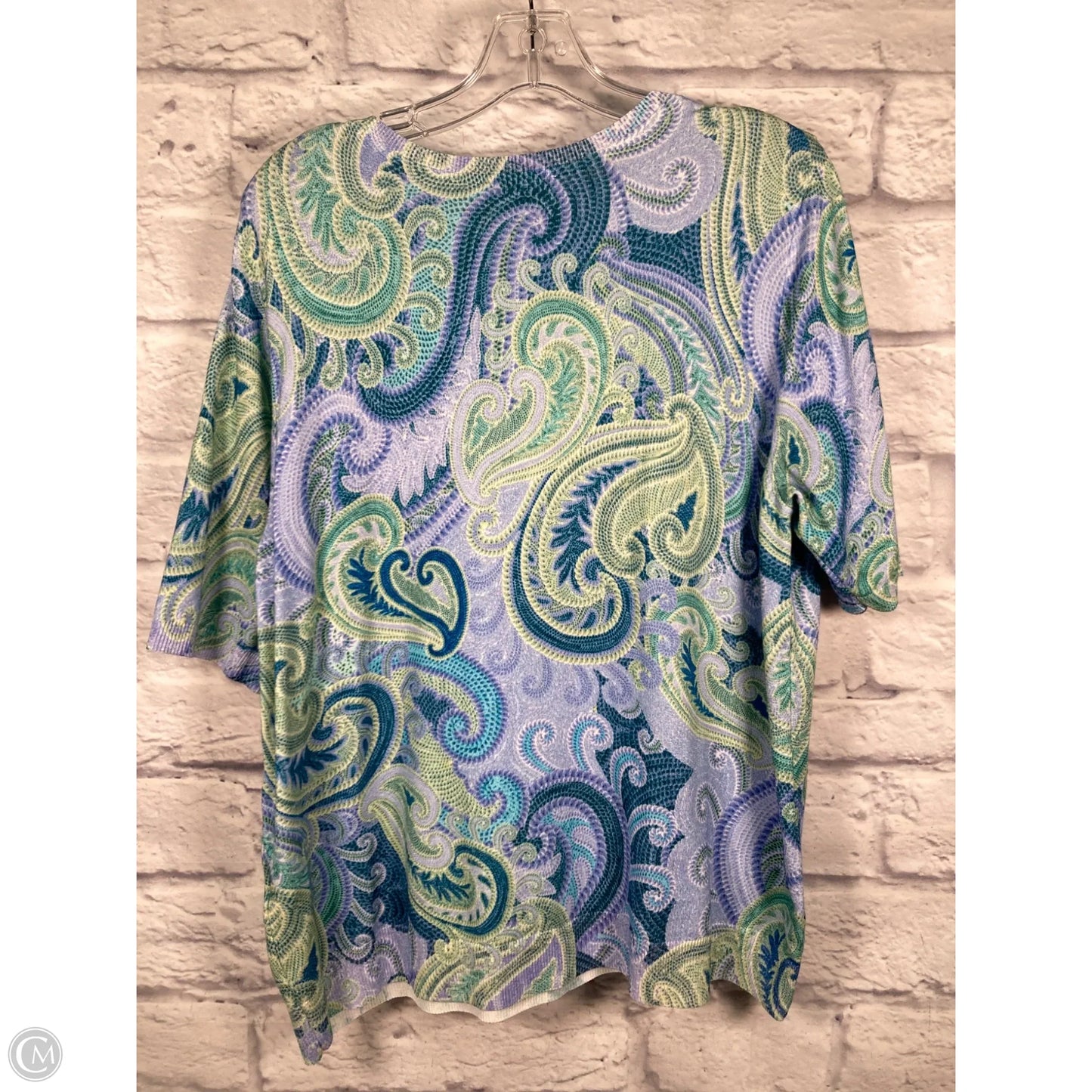 Top Short Sleeve By Chicos In Blue & Green, Size: Xl