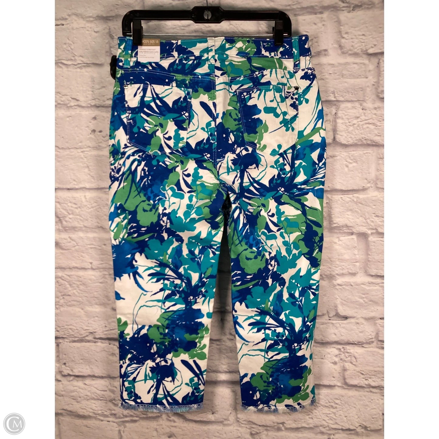 Jeans Cropped By Chicos In Blue & White, Size: 10
