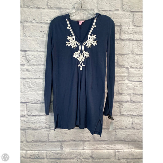 Top 3/4 Sleeve Designer By Lilly Pulitzer In Blue & White, Size: M