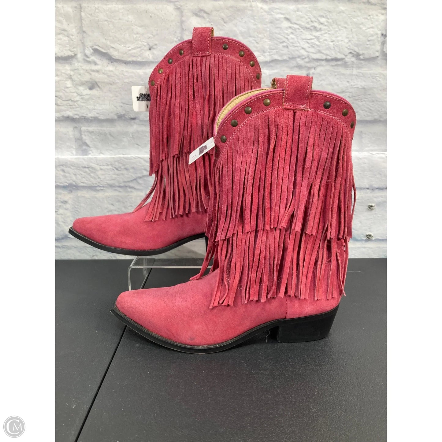 Boots Mid-calf Heels By Clothes Mentor In Pink, Size: 7