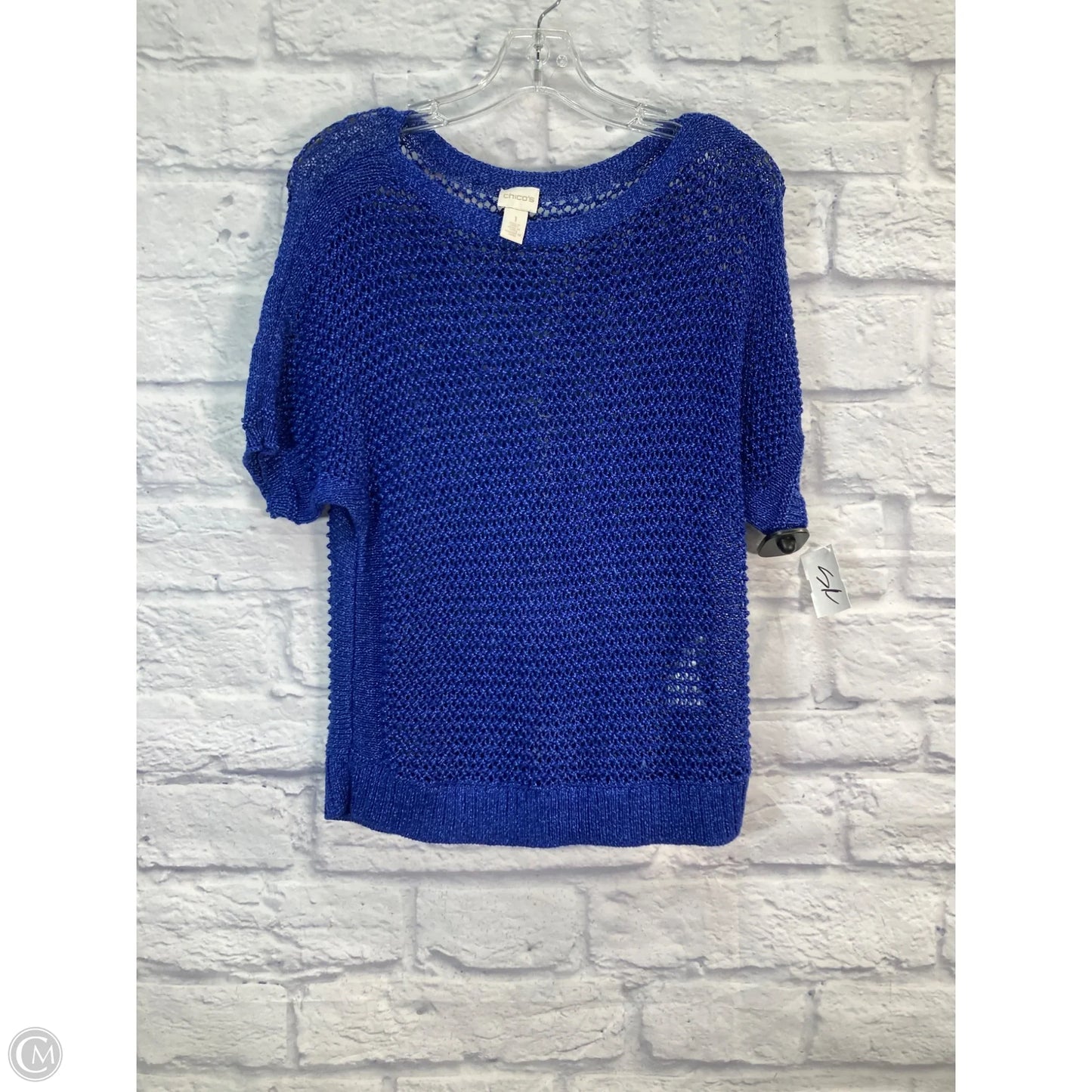 Sweater Short Sleeve By Chicos In Blue, Size: M