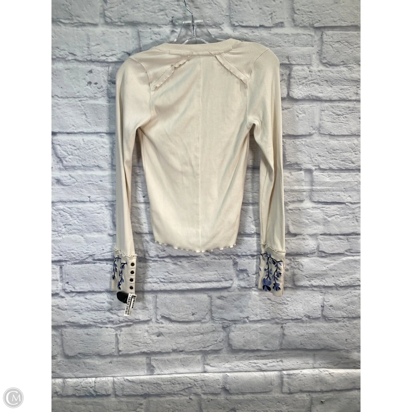 Top Long Sleeve By Free People In Blue & Cream, Size: Xs
