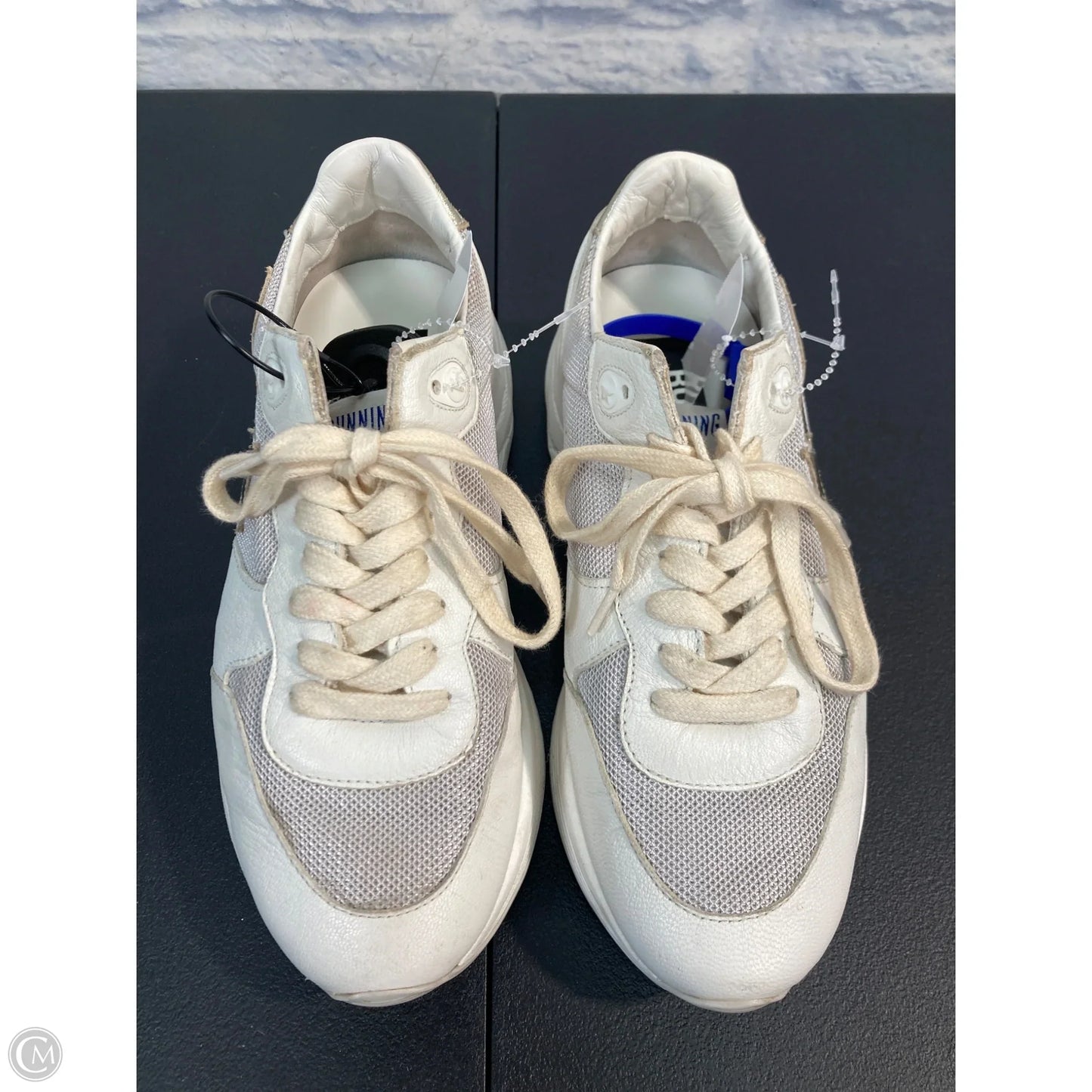 Shoes Luxury Designer By Golden Goose In Gold & White, Size: 7