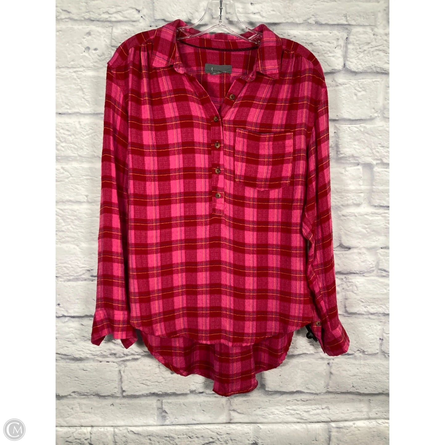 Top Long Sleeve By Anthropologie In Pink & Red, Size: S
