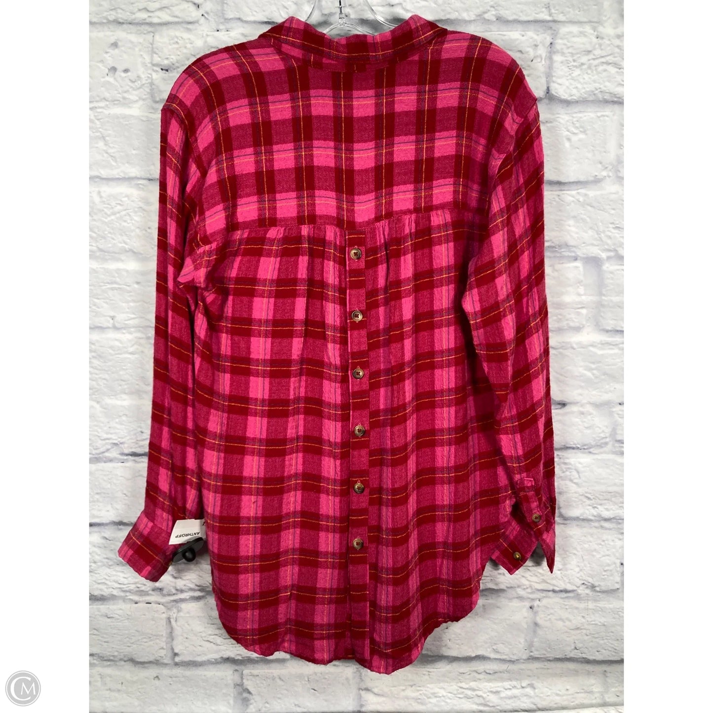 Top Long Sleeve By Anthropologie In Pink & Red, Size: S