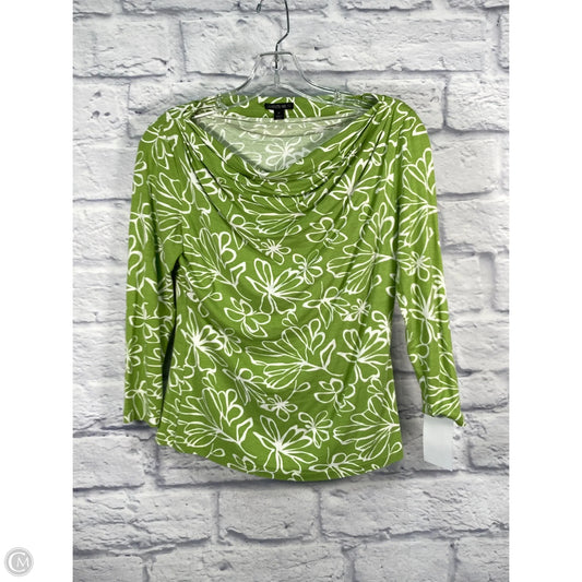 Top Long Sleeve Designer By Lafayette 148 In Green & White, Size: S