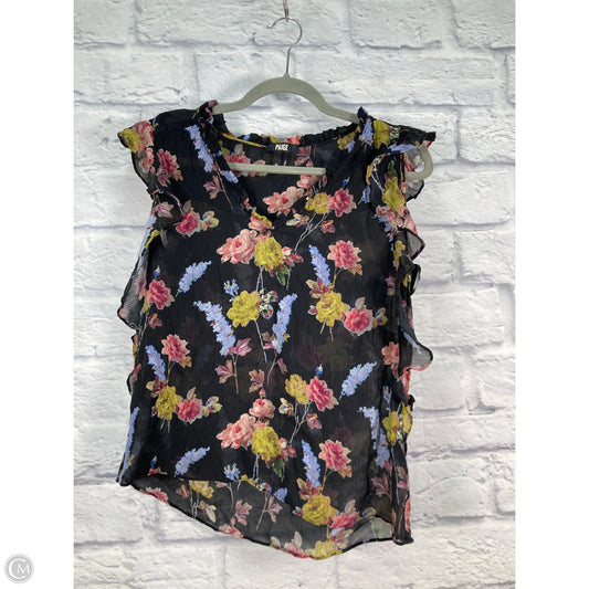 Top Sleeveless By Paige In Black & Pink, Size: M
