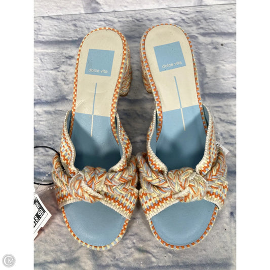 Sandals Heels Block By Dolce Vita In Blue & Cream, Size: 6.5
