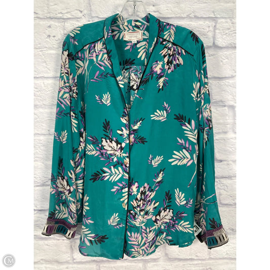 Top 3/4 Sleeve By Johnny Was In Green & Purple, Size: L