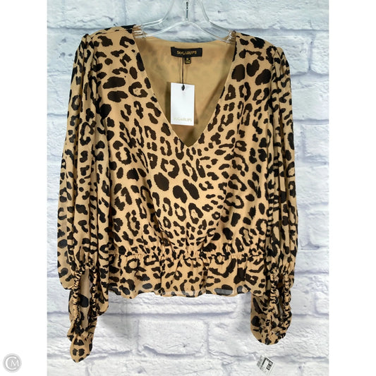 Blouse Long Sleeve By Sugar Lips In Animal Print, Size: M