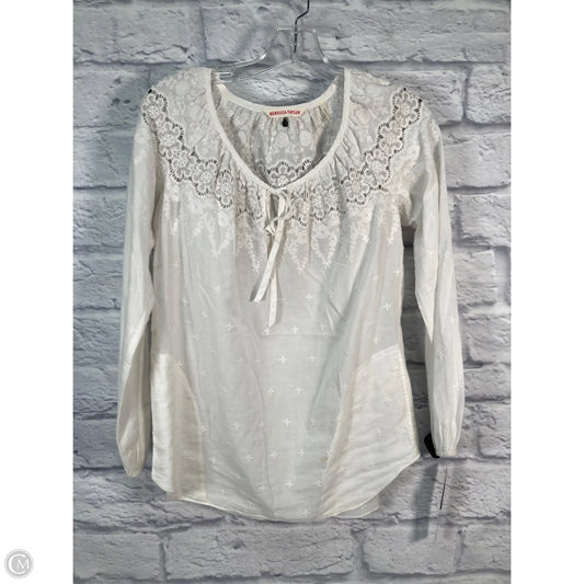 Top Long Sleeve By Rebecca Taylor In White, Size: S