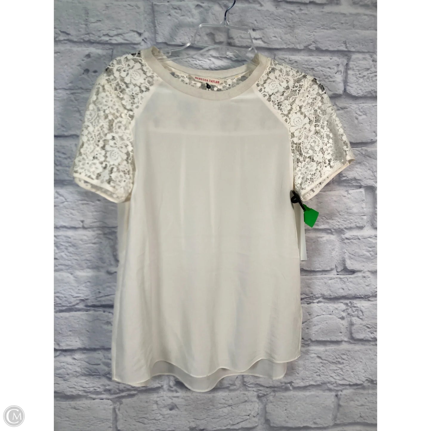 Top Short Sleeve By Rebecca Taylor In Ivory, Size: Xs